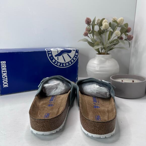 Birkenstock Vaduz Suede Slide Light Blue Soft Footbed Men 13/EU46 NWB Regular Fi - Picture 4 of 8